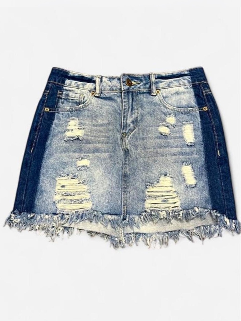 Distressed Vintage Havana - 2 toned denim skirt - size 27